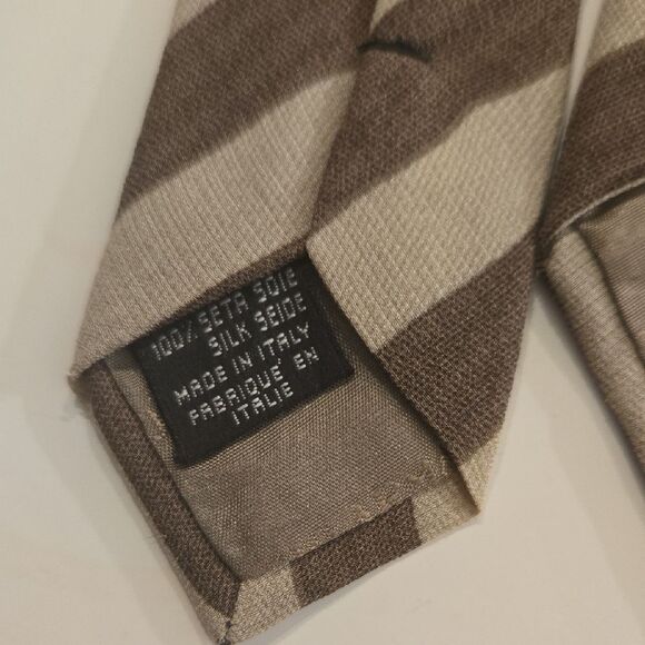 Giorgio Armani Brown and Cream Striped Tie - Picture 3 of 4